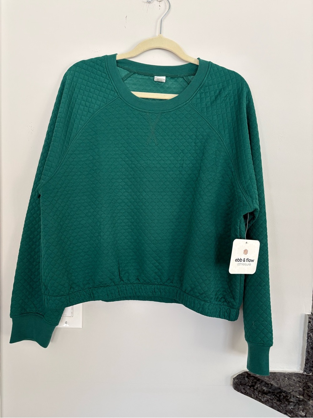 Ebb & Flow Quilted Crewneck Sweatshirt - Teal Green